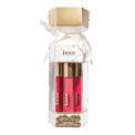 Cracker Winter Kisses : 4 laques à lèvres, de bois de rose à rouge intense. Confort crémeux et tenue longue durée pour des lèvres éclatantes.