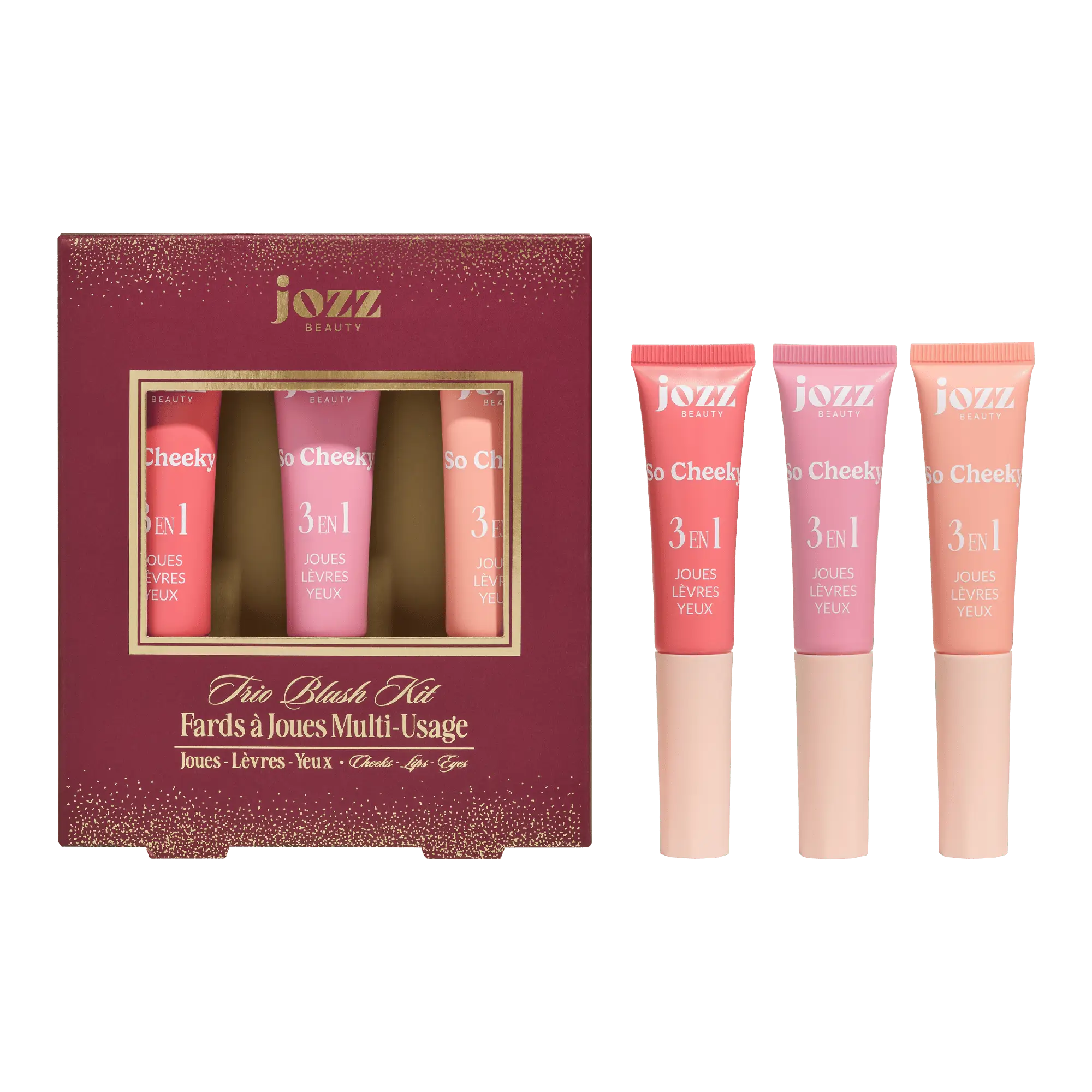 La touche bonne mine qui fait tout le look ! Le Coffret Trio Blush Kit réunit 3 teintes lumineuses et modulables à appliquer aussi bien sur les joues, les lèvres que les paupières. Une texture douce, fondante, facile à estomper au doigt comme au pinceau, pour un effet frais ou plus intense selon vos envies.