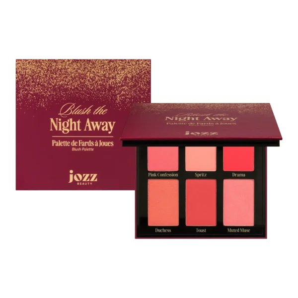 Prête à faire rougir vos joues ? La palette Blush the Night Away sublime votre teint avec 6 teintes vibrantes au fini velouté. Du rose nude au corail chaud, en passant par des nuances plus framboise, terracotta et pêche rosée, chaque teinte a été pensée pour flatter toutes les carnations et s’adapter à toutes vos envies.