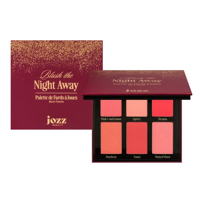 Prête à faire rougir vos joues ? La palette Blush the Night Away sublime votre teint avec 6 teintes vibrantes au fini velouté. Du rose nude au corail chaud, en passant par des nuances plus framboise, terracotta et pêche rosée, chaque teinte a été pensée pour flatter toutes les carnations et s’adapter à toutes vos envies.