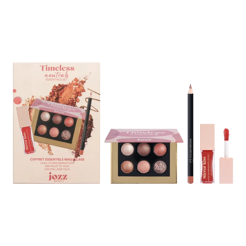 Offrez l’élégance intemporelle avec le Timeless Neutrals Essentials Set. Ce coffret réunit trois essentiels Jozz Beauty dans un format parfait à glisser sous le sapin — ou à offrir (ou s’offrir) toute l’année !