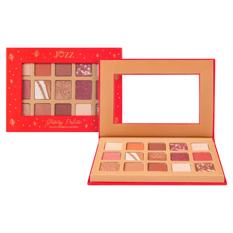 Découvrez la nouvelle Glittery Palette et succombez aux sublimes fards de cette festive palette 15 fards à paupières. Avec ses 6 fards mats, 6 fards irisés et 3 fards marbrés, vous avez toutes les possibilités pour vous créer une multitude de looks, des plus sophistiqués aux plus naturels.