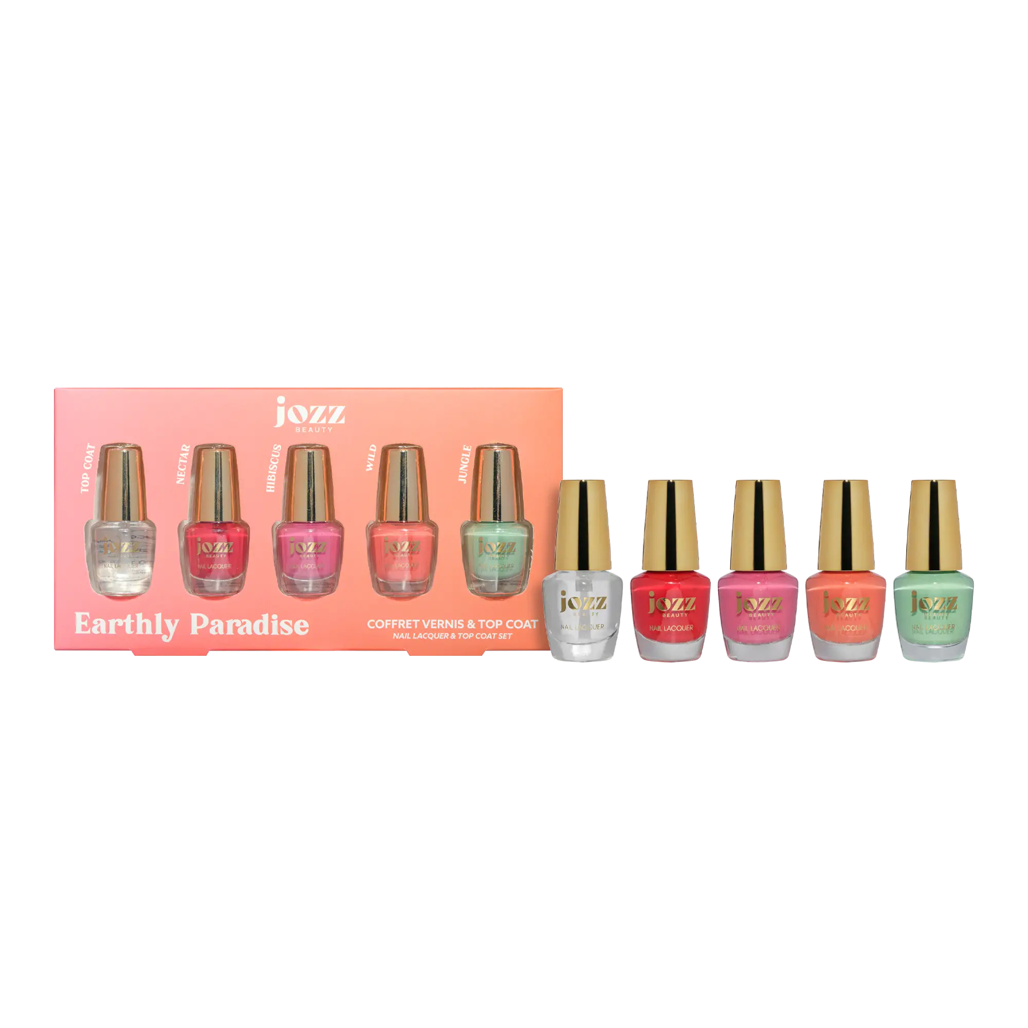 Laissez-vous transporter par une vague de fraîcheur tropicale avec le coffret vernis Earthly Paradise.
