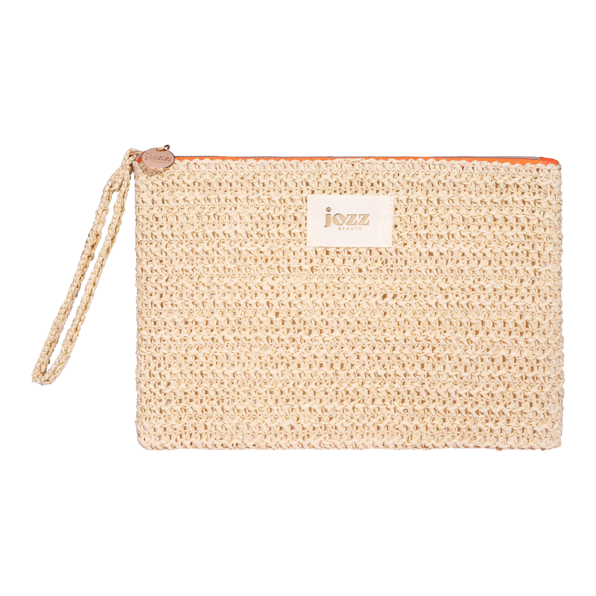 Succombez au charme de notre trousse Jungle en raphia, l’accessoire idéal pour emporter partout avec vous l’esprit naturel de la collection Earthly Paradise.