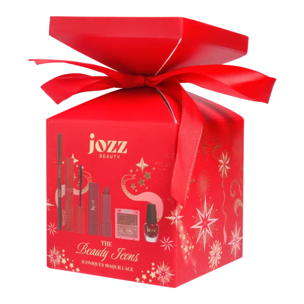 Coffret cadeau The Beauty Icons Time To Shine JOZZ Beauty fermé avec ruban rouge