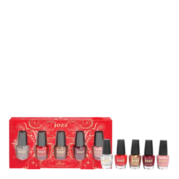 Coffret Vernis rouge Time To Shine avec cinq vernis à ongles JOZZ Beauty