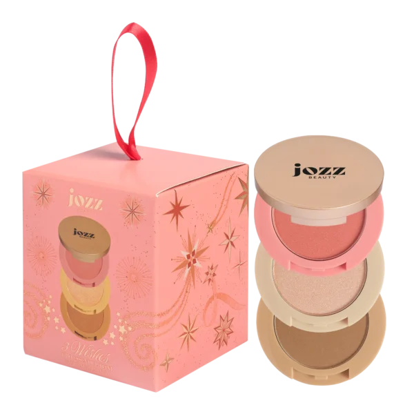 Coffret 3 Wishes Trio Teint rose avec trois poudres visage empilées JOZZ Beauty