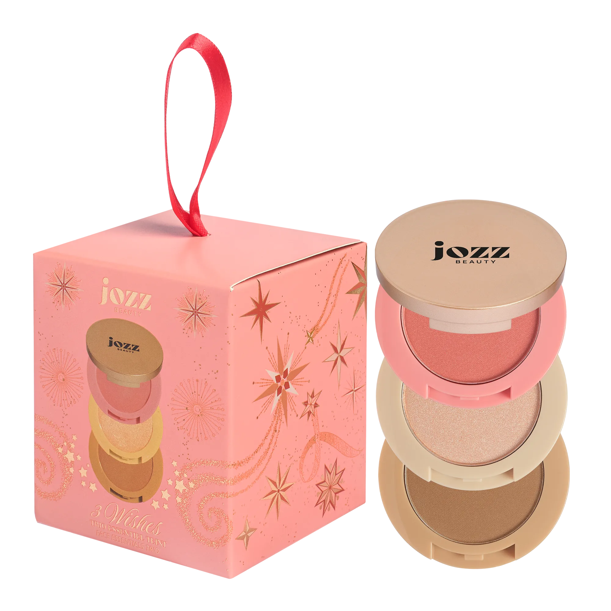 Coffret 3 Wishes Trio Teint rose avec trois poudres visage empilées JOZZ Beauty