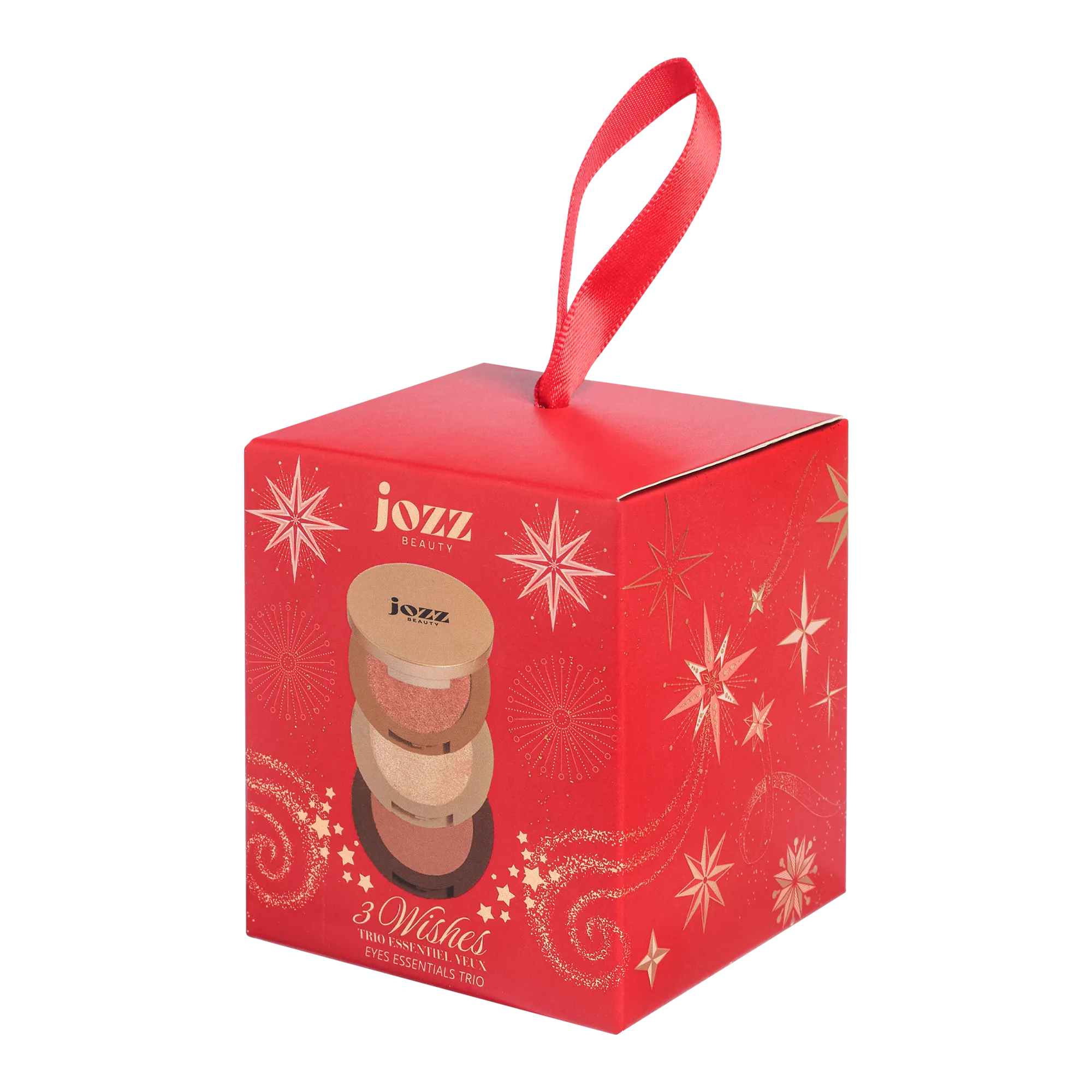 Coffret cadeau 3 Wishes Trio Yeux rouge JOZZ Beauty avec son ruban